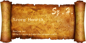 Szorg Henrik névjegykártya